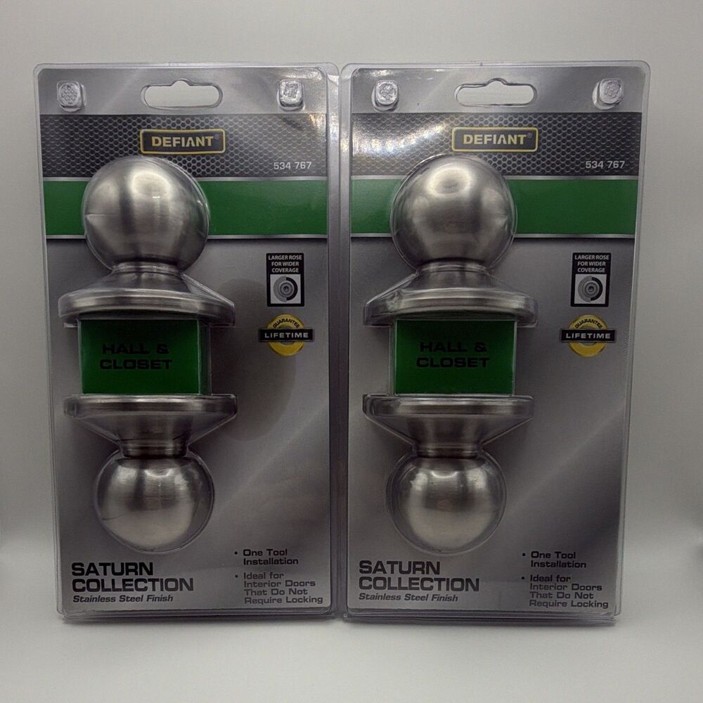 2-Pack Defiant Hall Closet No Lock Interior Door Knob 534-767 Stainless Steel